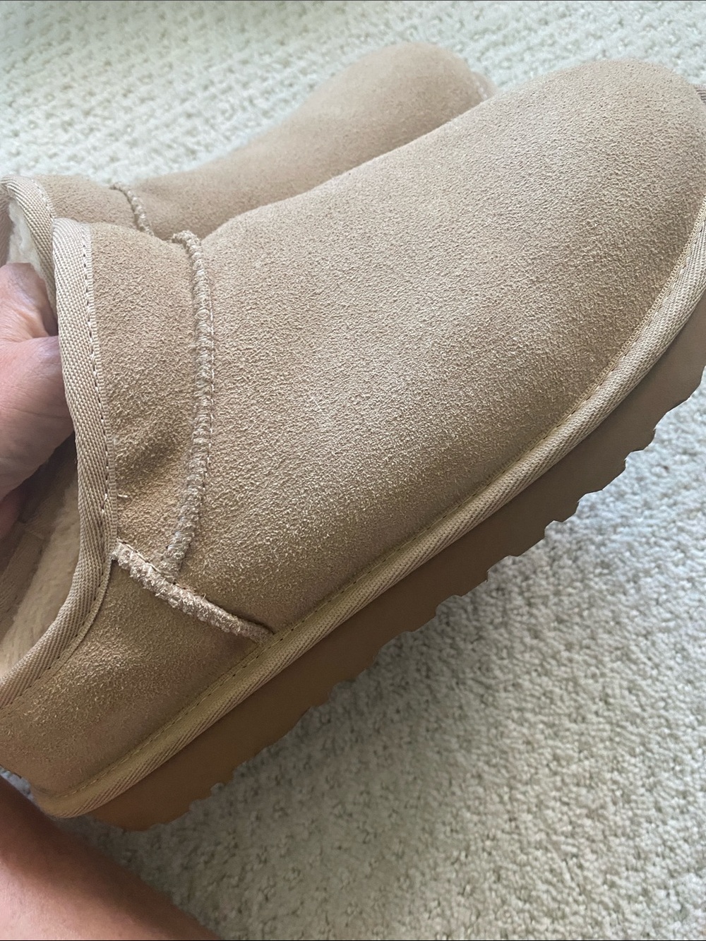 UGG Tan Suede Shearling Classic  Slipper, women’s 9 - Picture 4 of 5